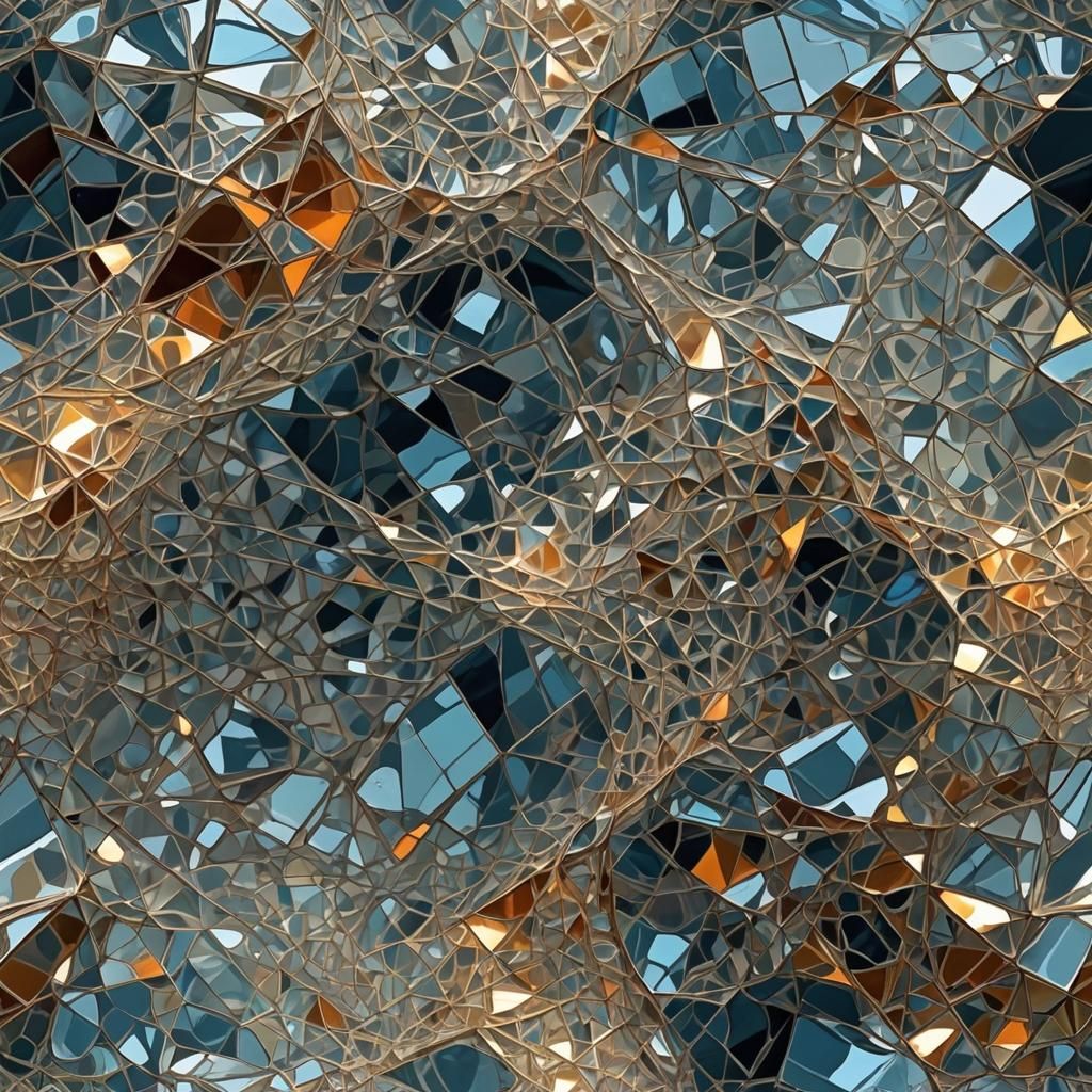 Glass Origami Boat Adrift in Abstract Storm