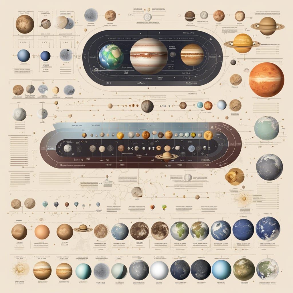 Solar System Planets in Knolling Scientific Diagram