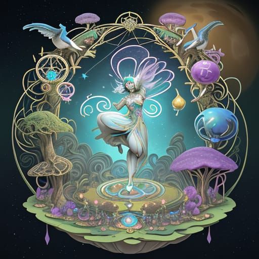 Surreal Tea Party on Floating Island