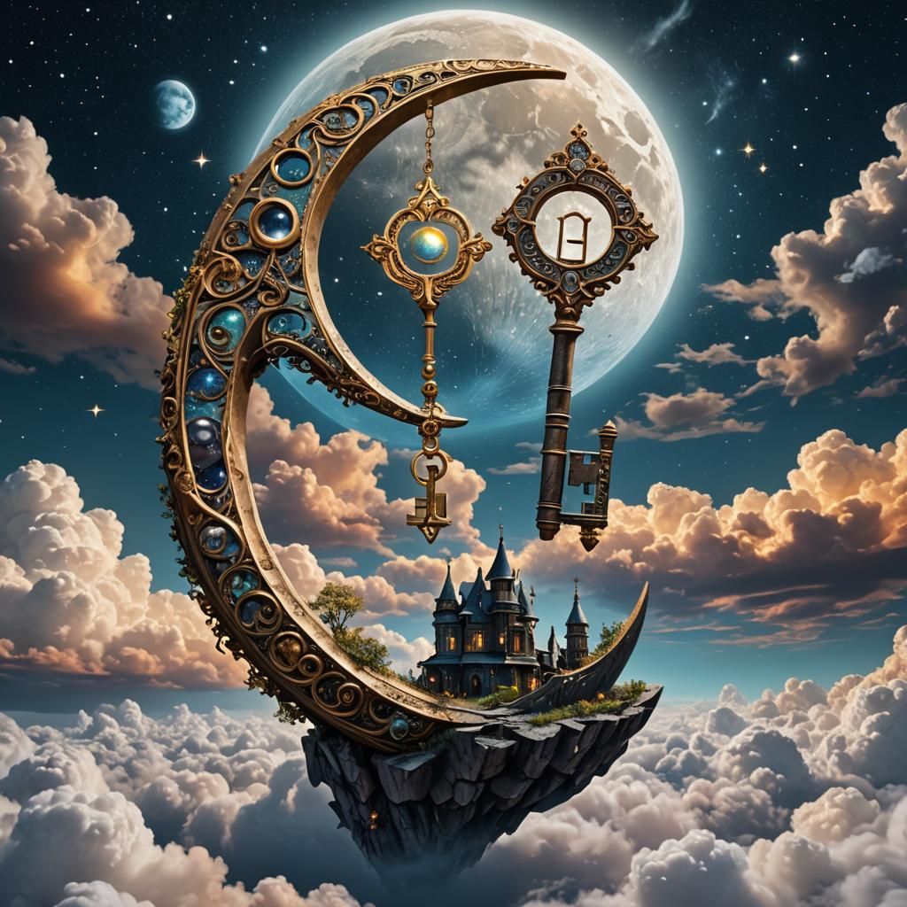 Magical Floating Key on the Moon Dreamscape
