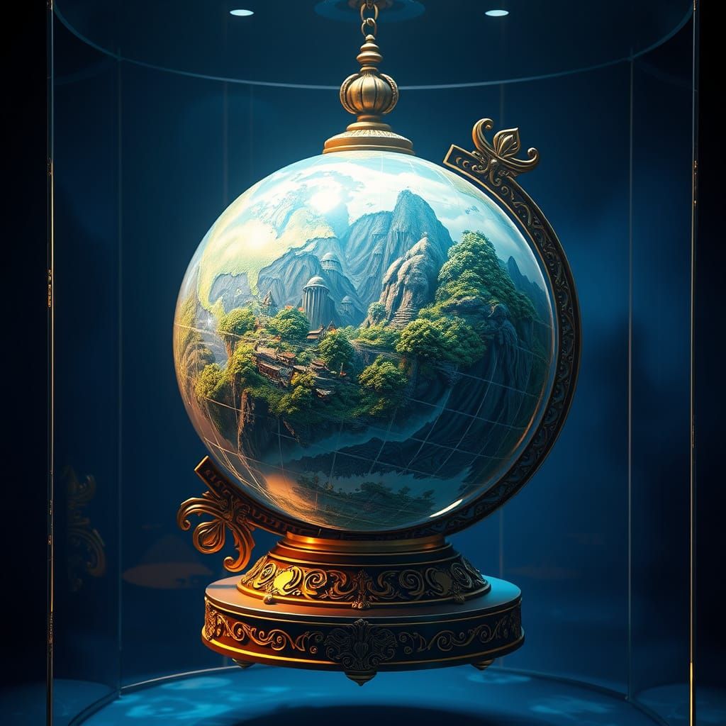 Surreal World in Majestic Globe Displayed in Museum