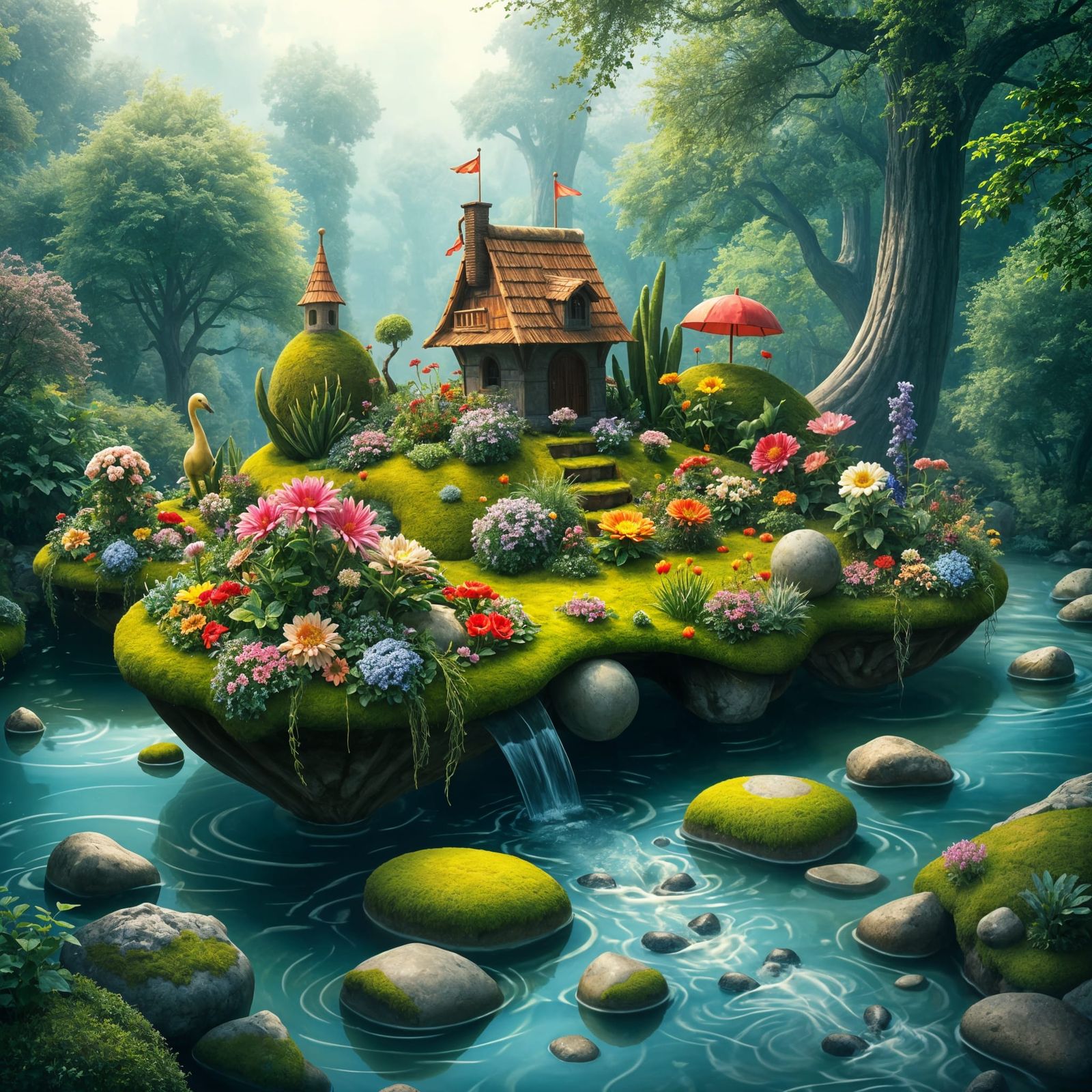 Vibrant Tropical Oasis on Tiny Island Gardens