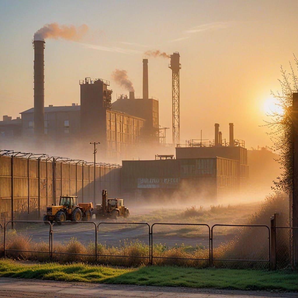 Soothing Morning in Industrial Impressionist Landscape