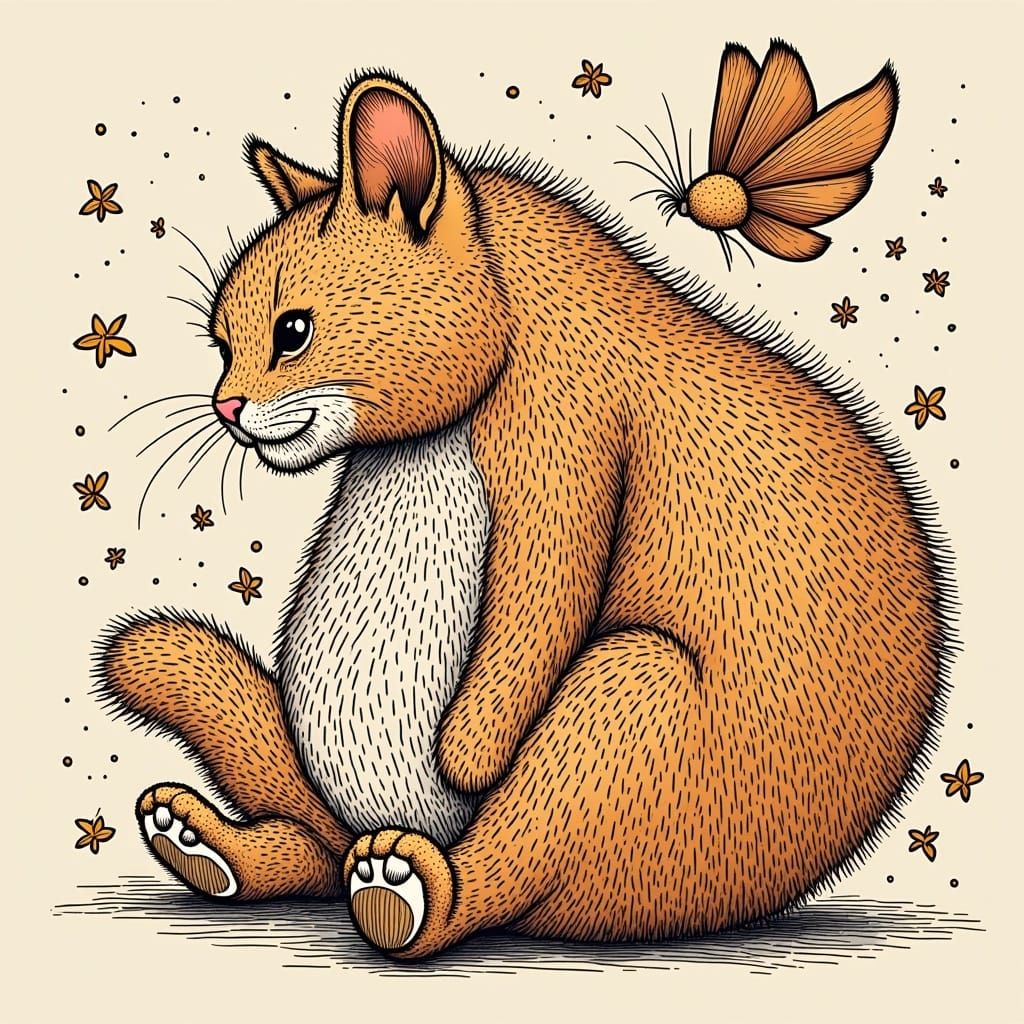 Hyperdetailed Cat in Chaotic Peace Style