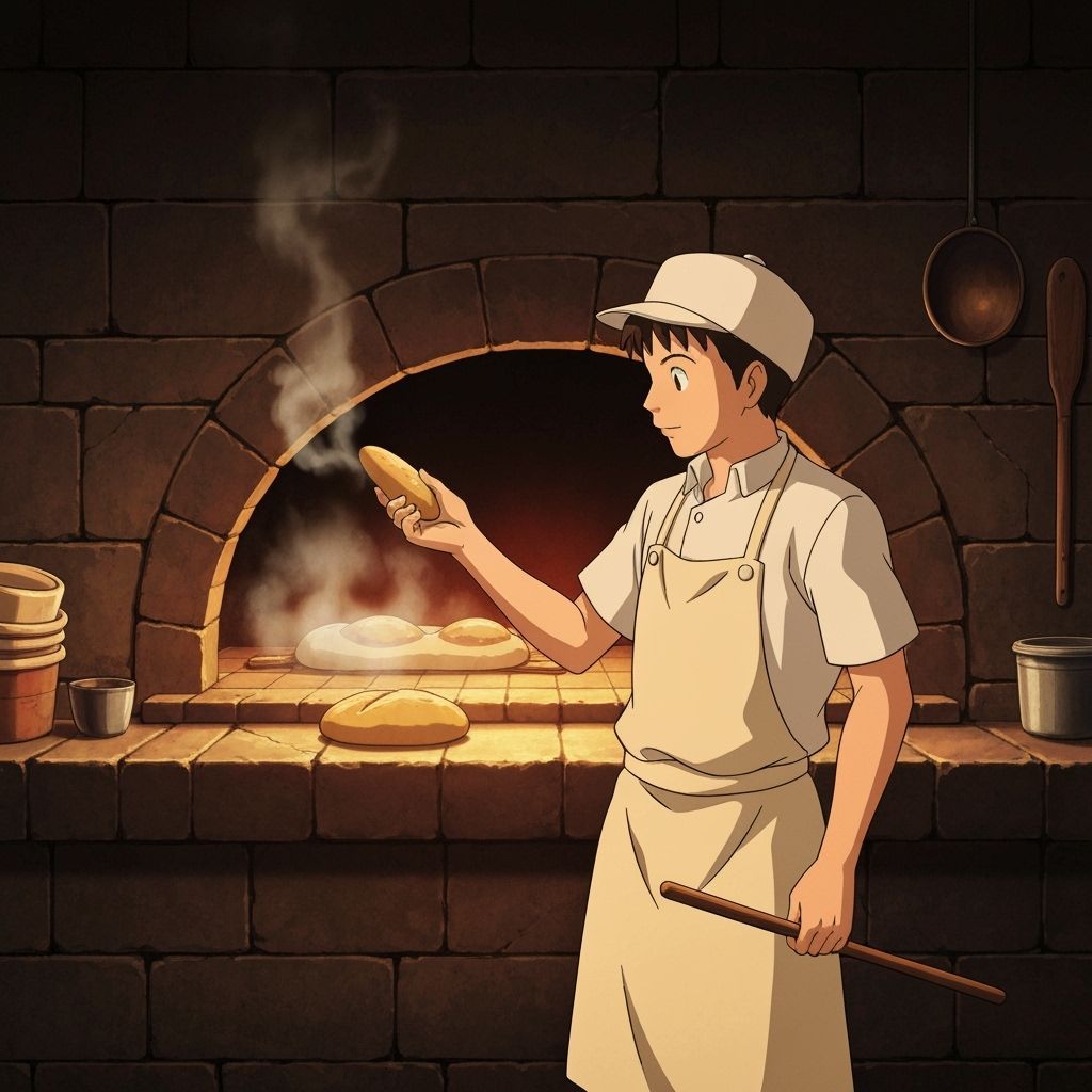 Italian Baker Crafts Bread in Smoky Studio Ghibli Style