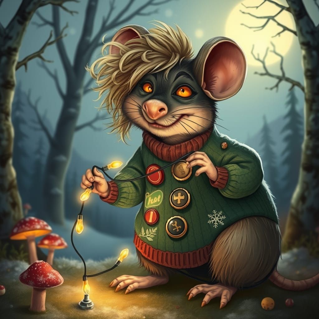 Woodland Sprite and Grumpy Rat in Festive Forest