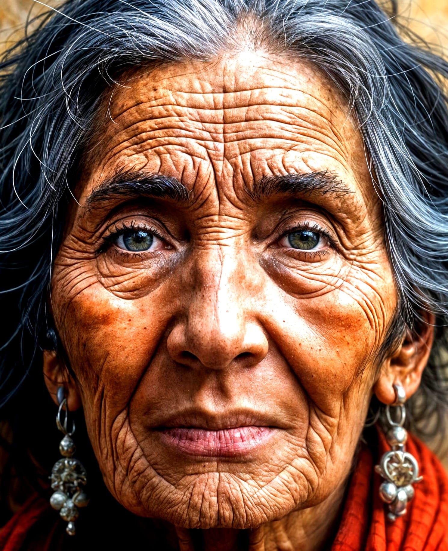 Cracked Earth Portrait of Indigenous Elder