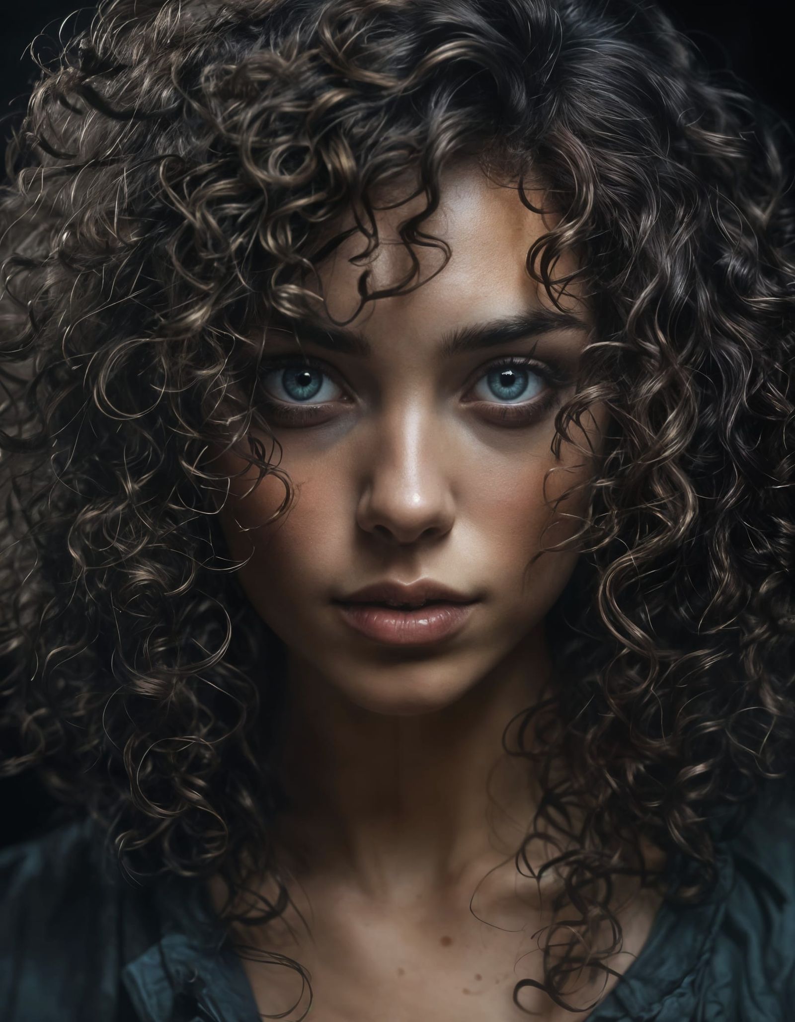 Ethereal Woman Portrait in Dark Oil Painting Style