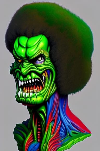 Muscular Demon in Biopunk Oil Painting Style