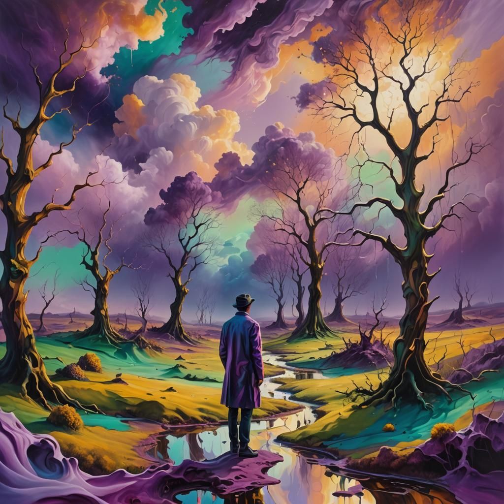 Dreamlike Surrealism in Vibrant Triadic Colors