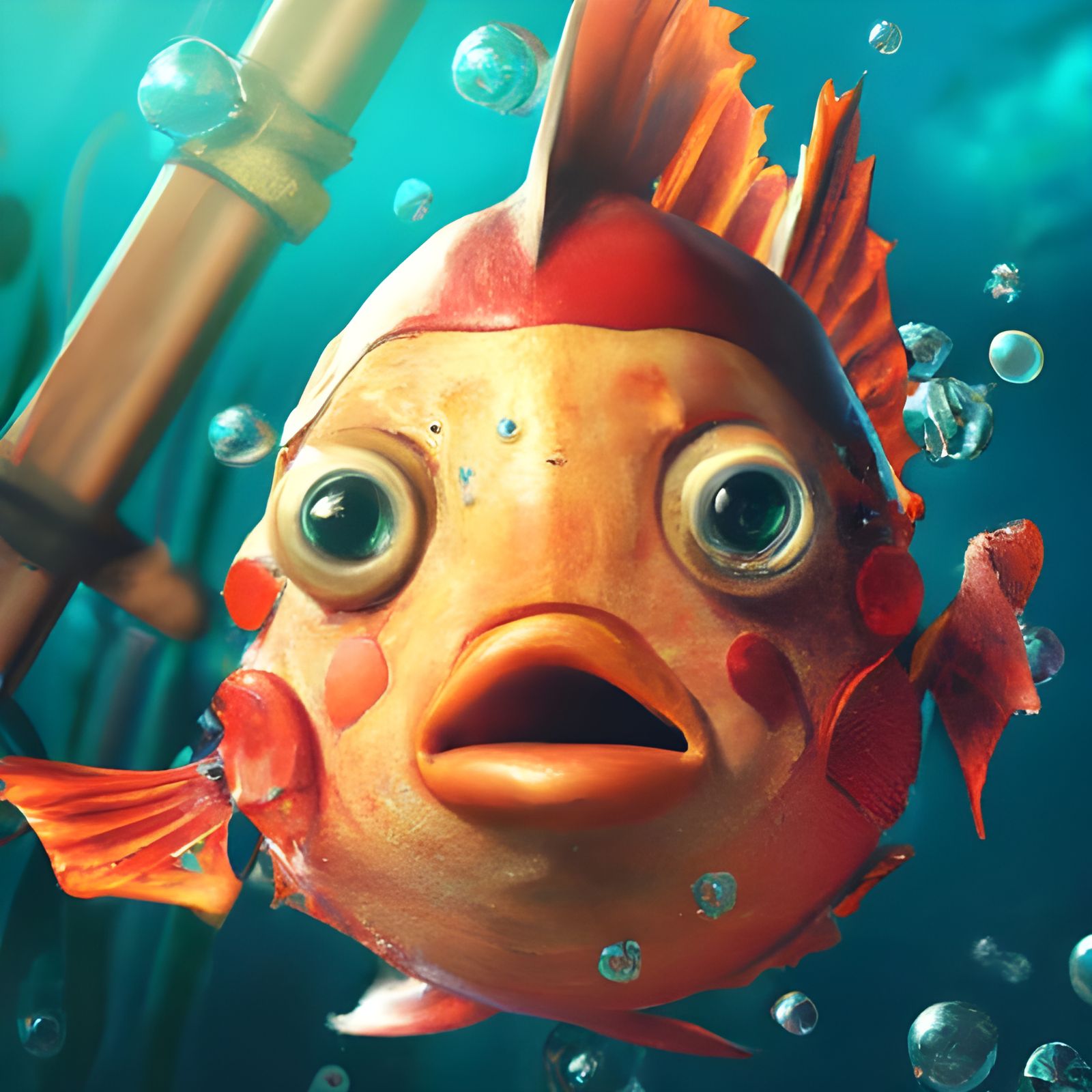 Adorable Fish in Ocean, 3D Rendered