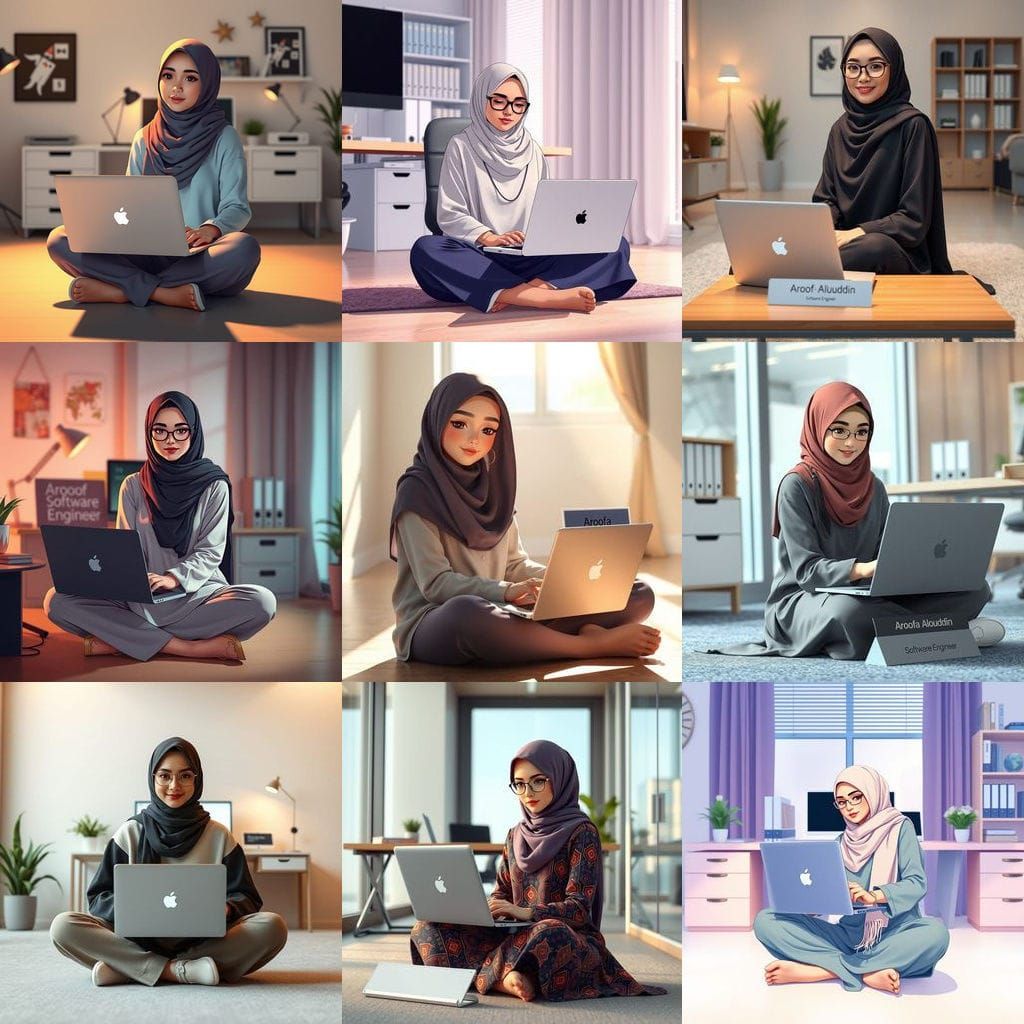 Surreal Portrait of a Peaceful Hijabi Software Engineer at W...