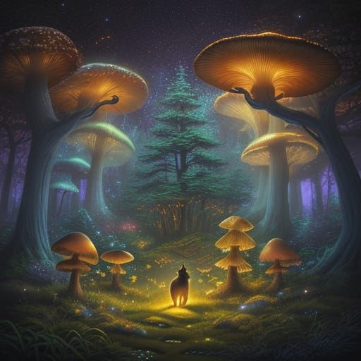 Enchanted Bassenji in Whimsical Forest Glade