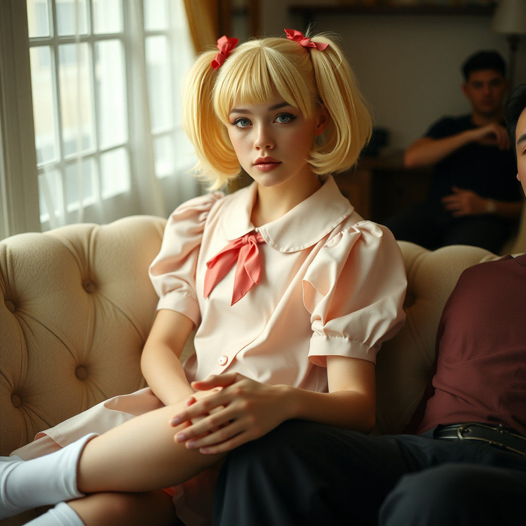 Young Man in Feminine Attire Holding Hands