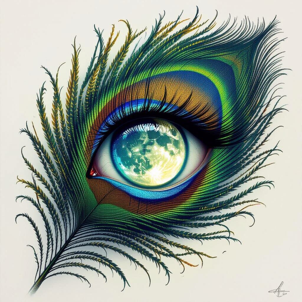 Mystical Moon in Peacock Feather Eye