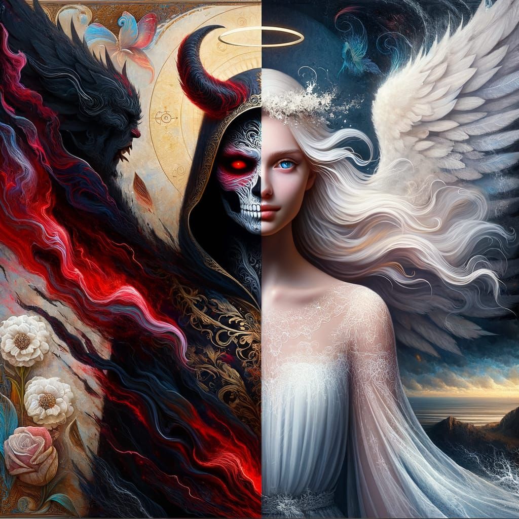 Divine Conundrum: Contrasting Figures in Eternal Struggle