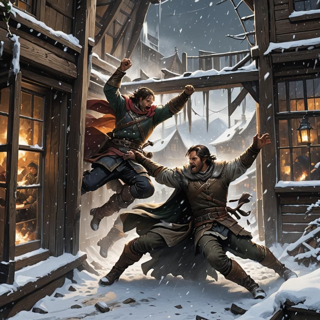 Fighter Thrown Through Tavern Window into Snow