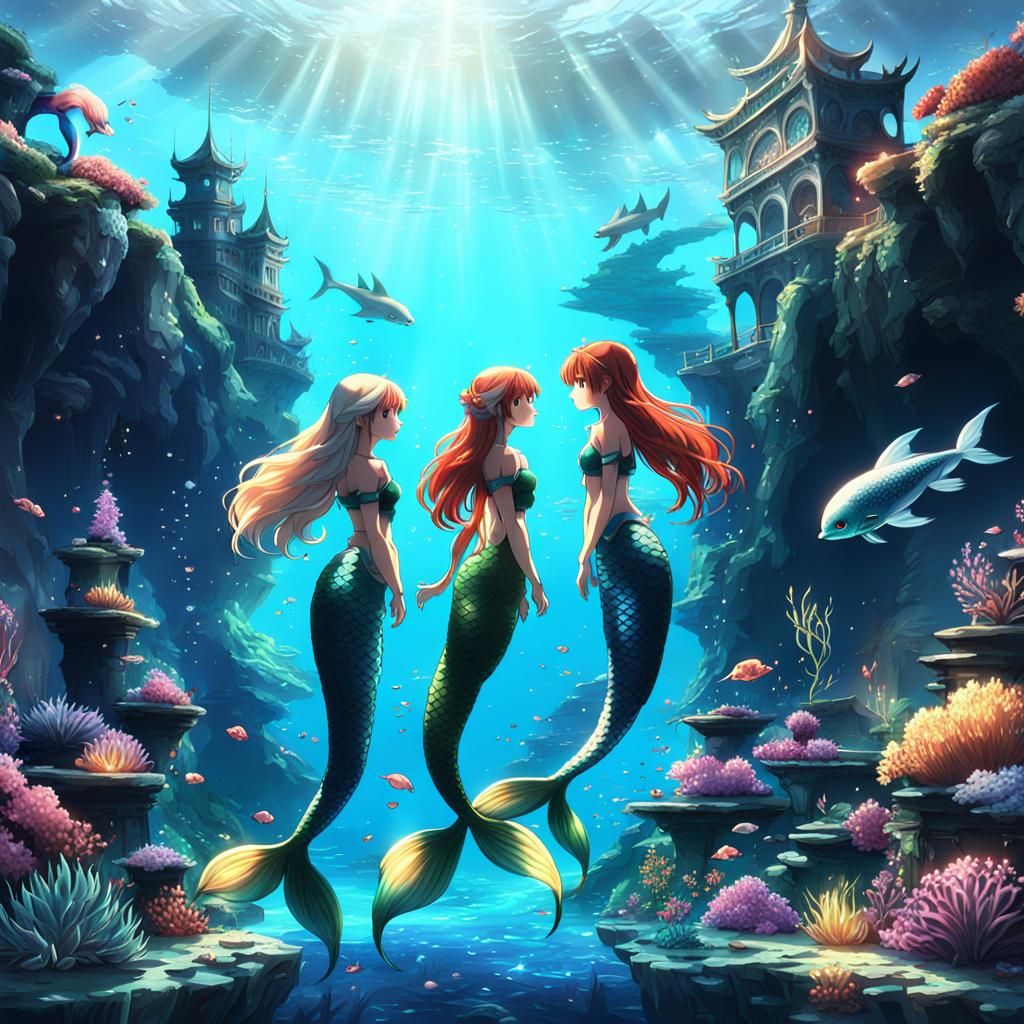 Anime Mermaids in Epic Digital Painting