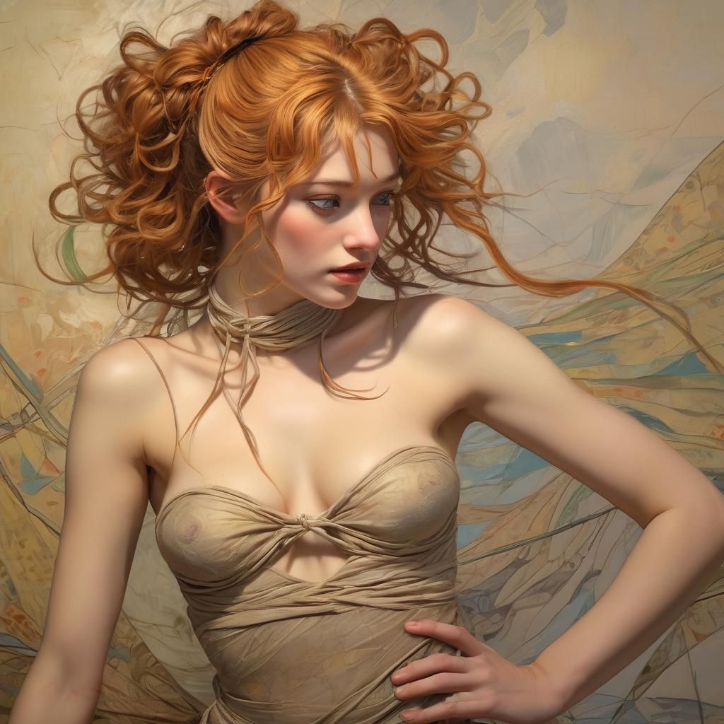 Lothario Fairy in Shibari Knots, Post-Impressionist Portrait