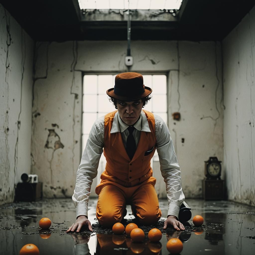 Hyperrealistic Clockwork Orange in Natural Lighting
