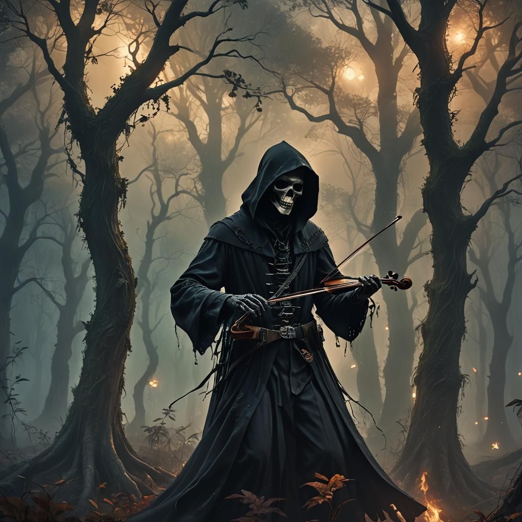 Grim Reaper's Dance: A Dark Fantasy Art Piece