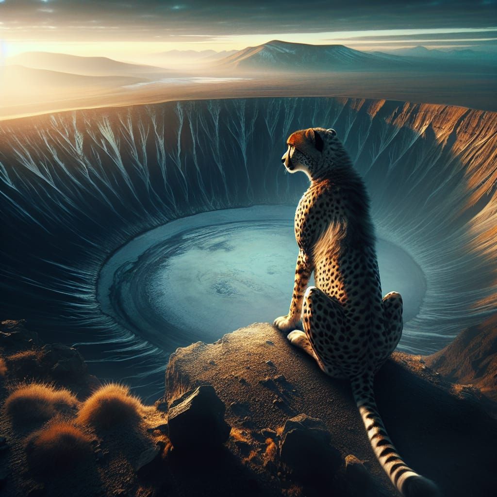 Cheetah Overlooking Nabiyotum Crater: Digital Matte Painting
