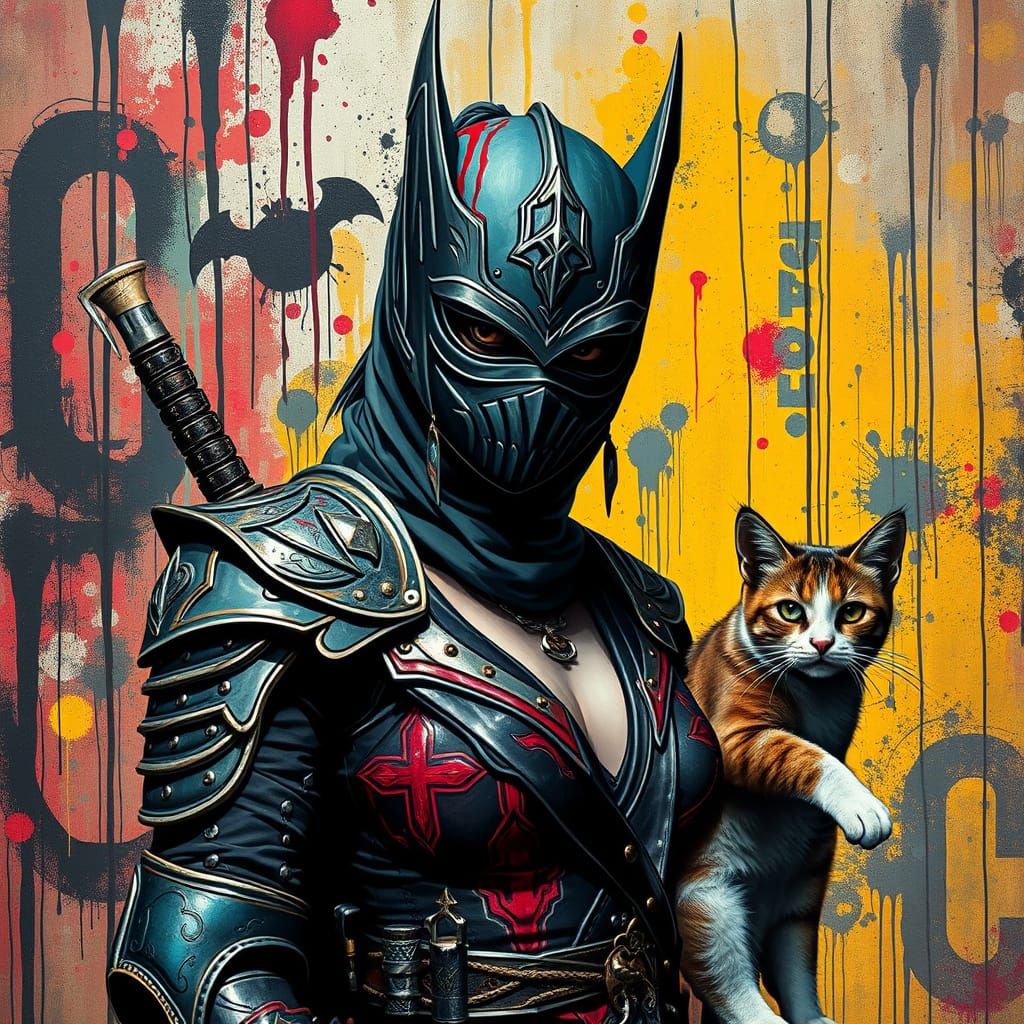 Mysterious Marauder in Vibrant Graffiti Art