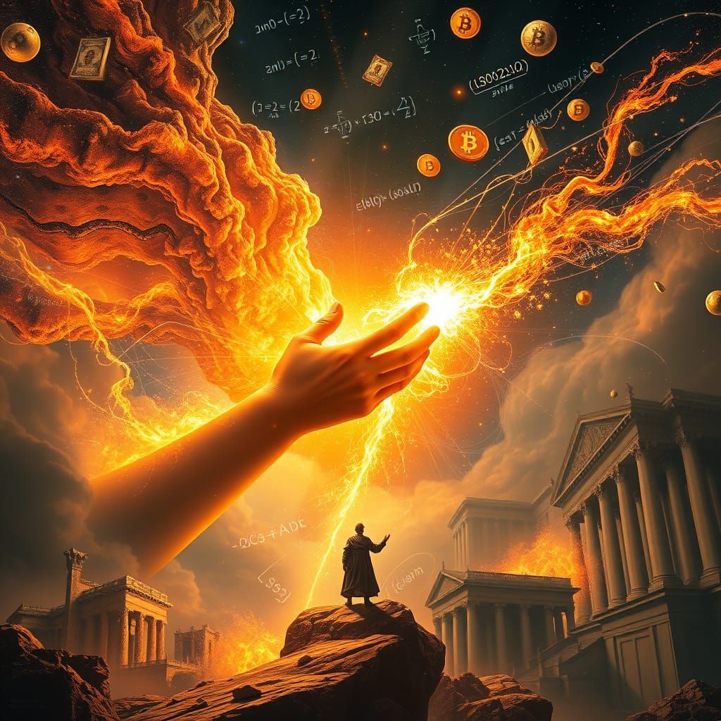 Ethereal Birth of Blockchain in Cyberpunk Renaissance