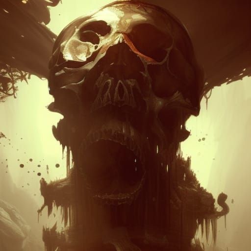 Skull Coffee: Dark Fantasy Art in 8K Resolution