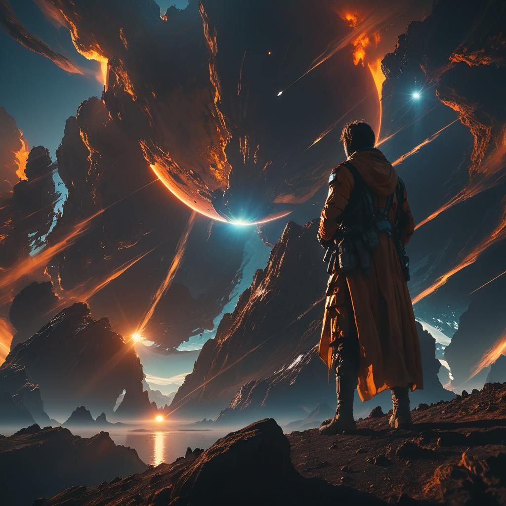 Dramatic Sunset on Distant Planet