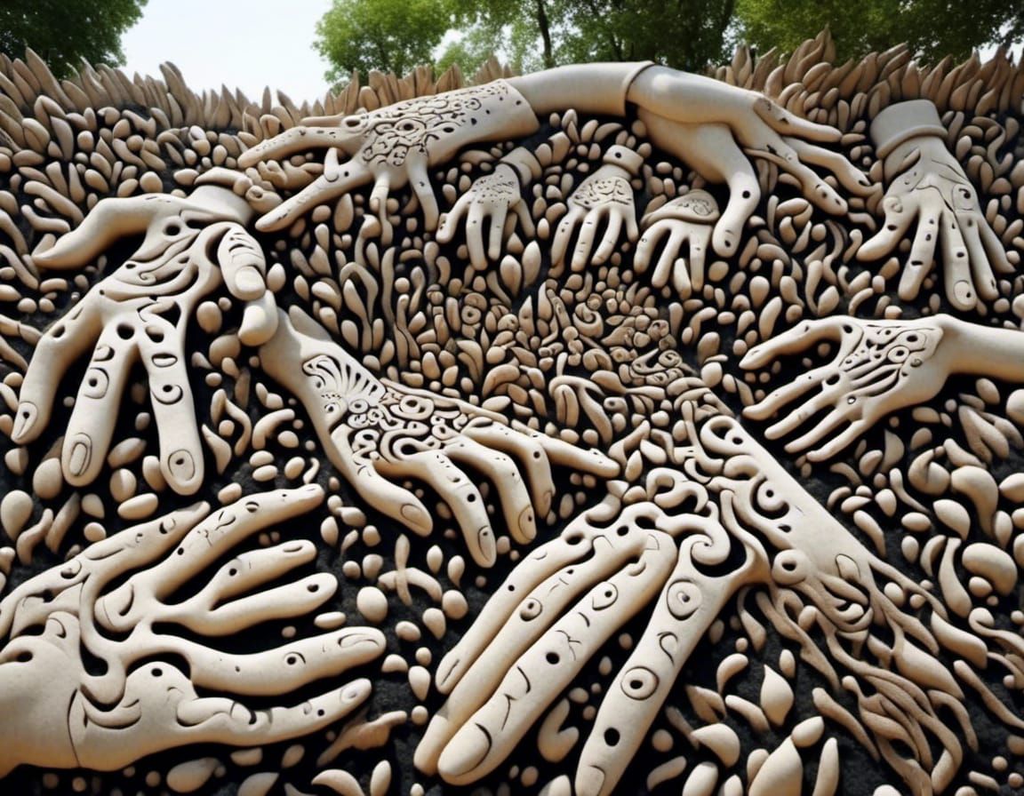 Eerie Gothic Handscape Pavilion by the Ocean