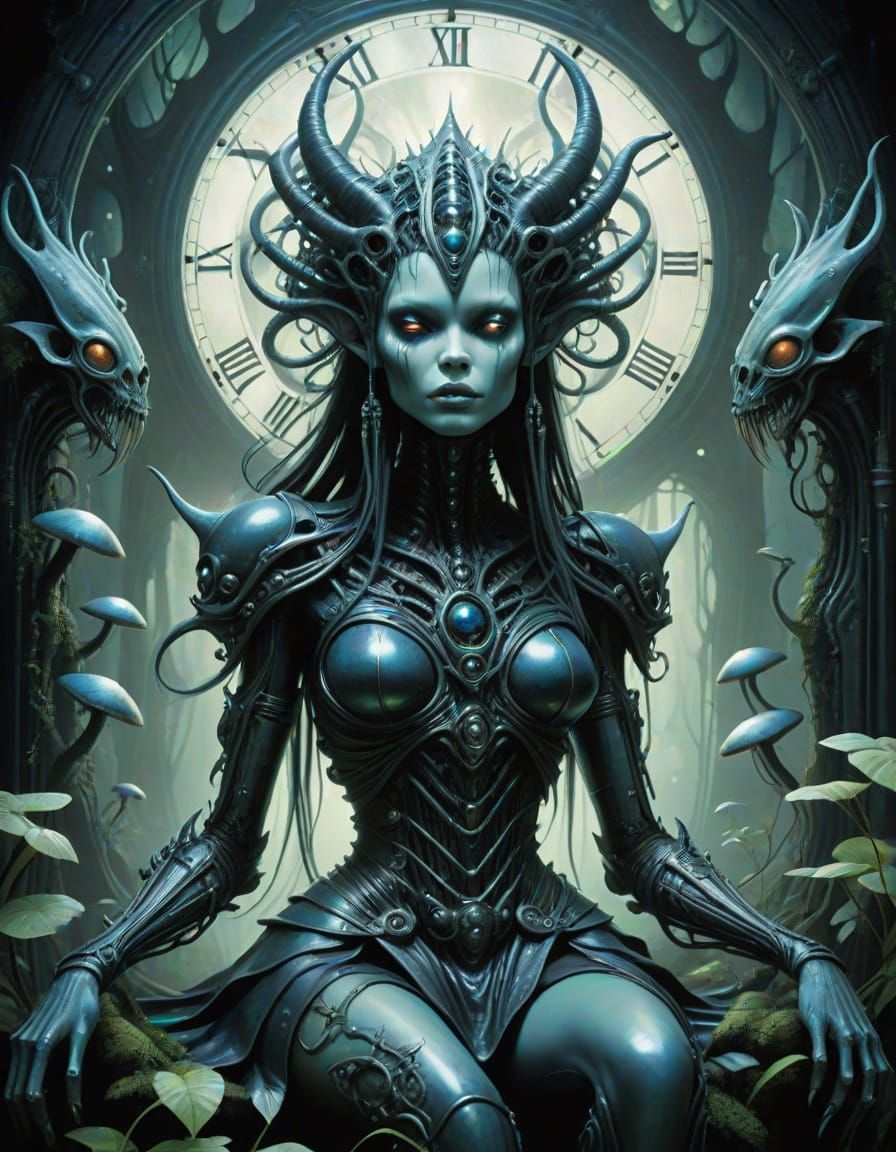 Dark Princess in Bioluminescent Mushroom Dress