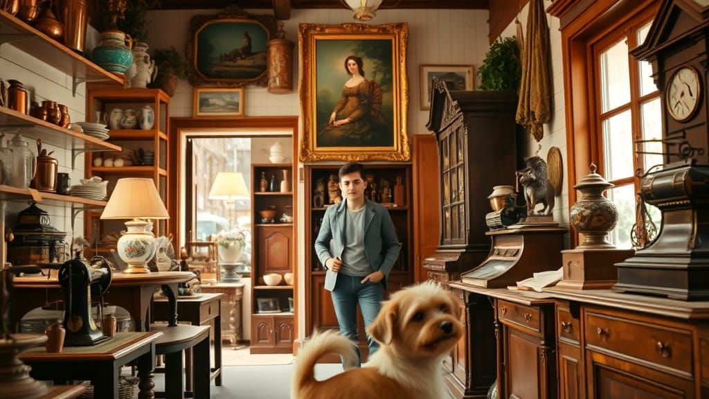 Vintage Shop Interior in Warm and Inviting Atmosphere