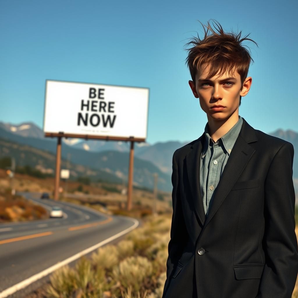 Roadside Billboard with Gaunt Figure