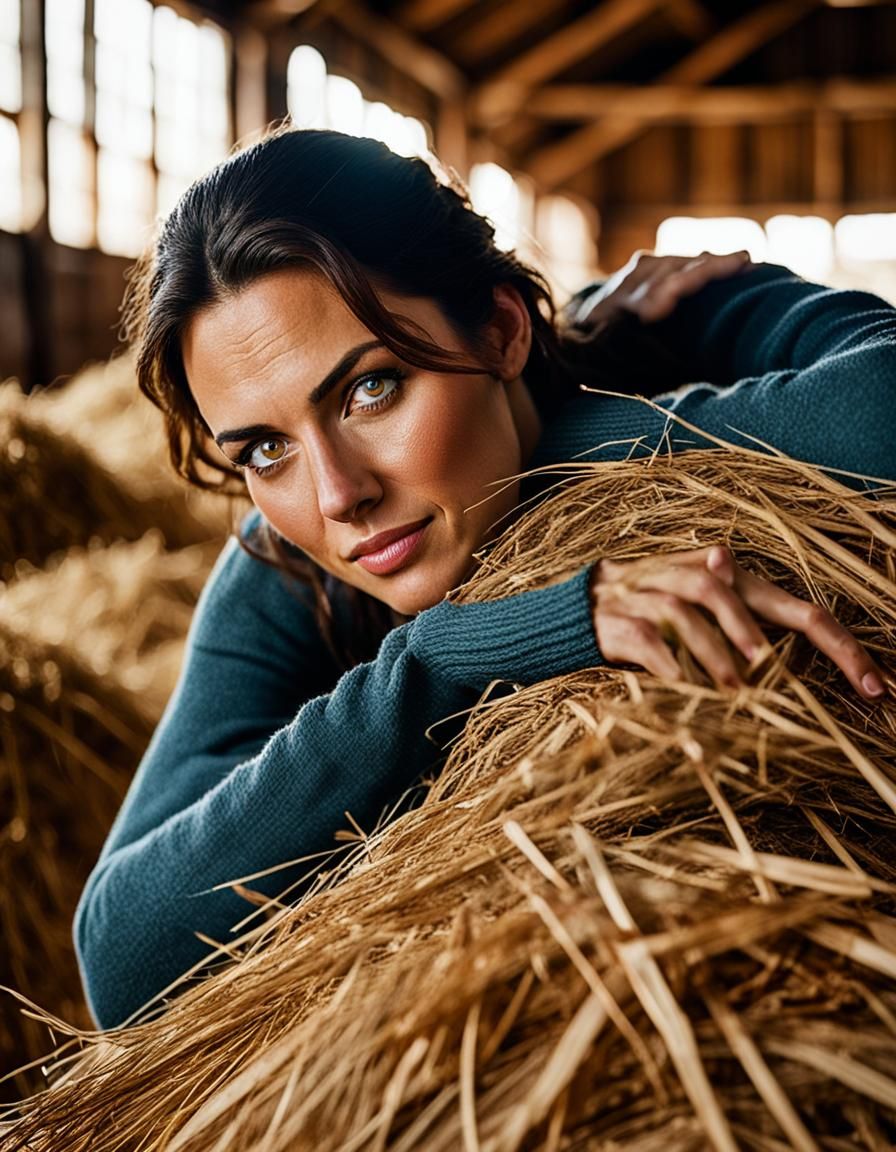 Haystack Portrait in Natural Studio Lighting