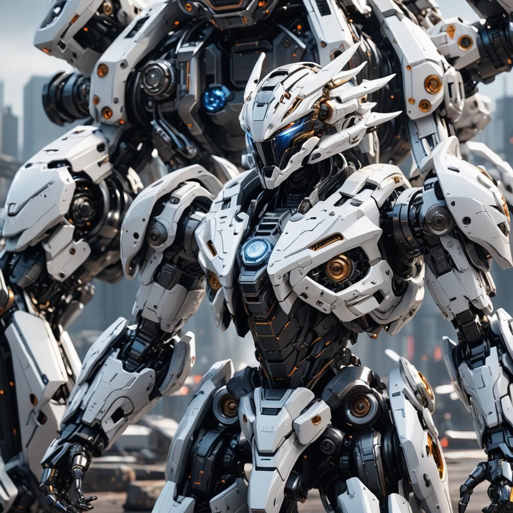 Swan Princess Mecha Robot in Sci-Fi Style