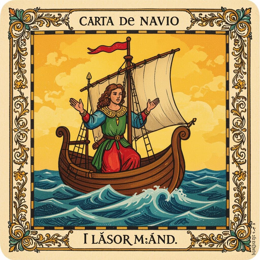 Lenormand Ship Card in Classic Rider-Waite Style