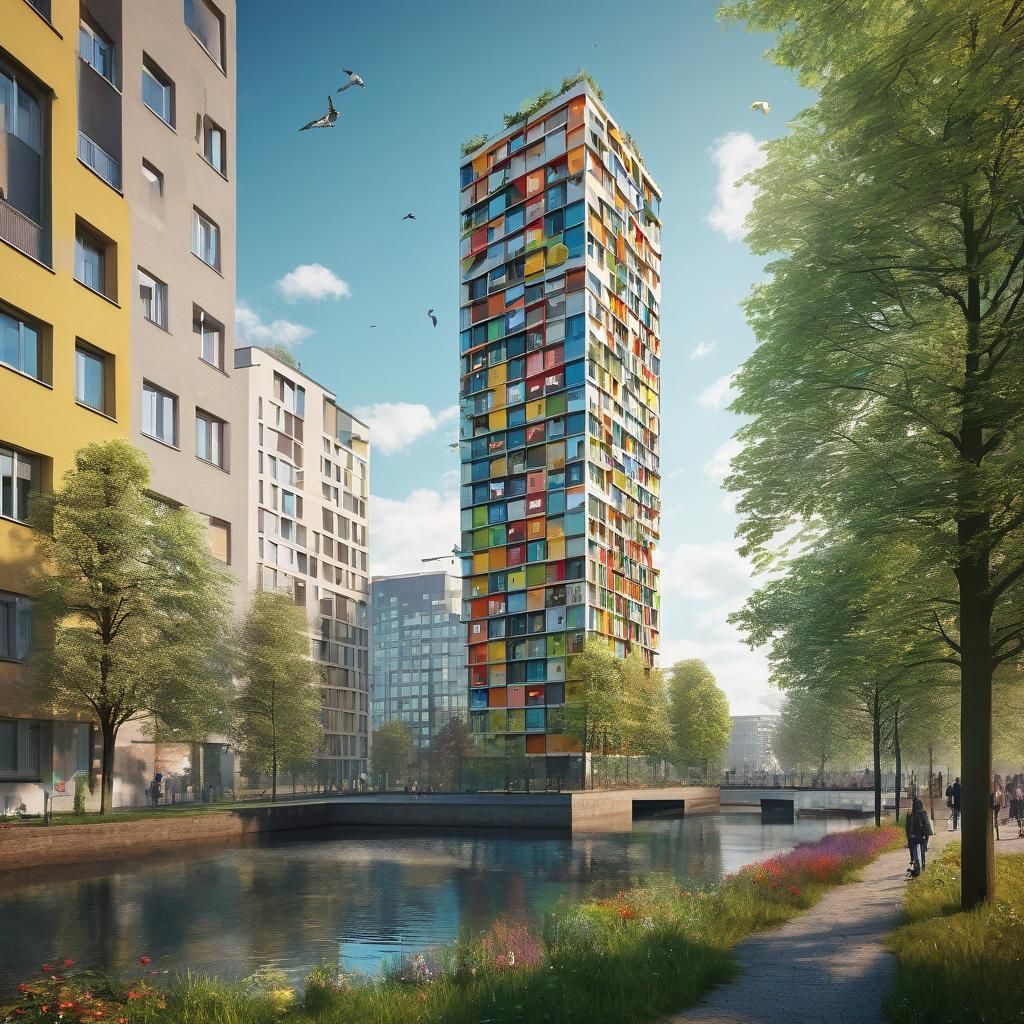 Colorful Geometric Skyscraper for Urban Wildlife
