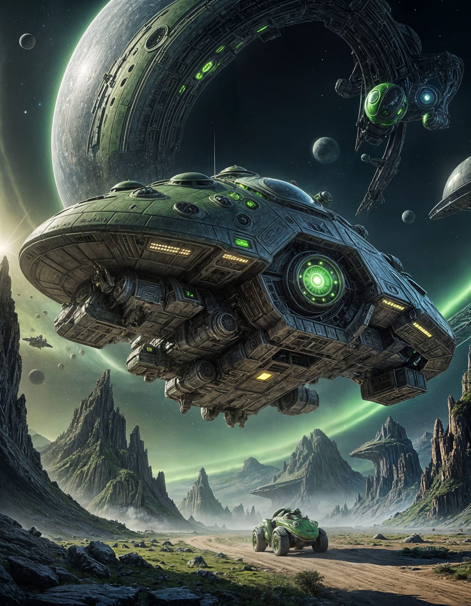 Cyberpunk Frog Spaceship Masterpiece