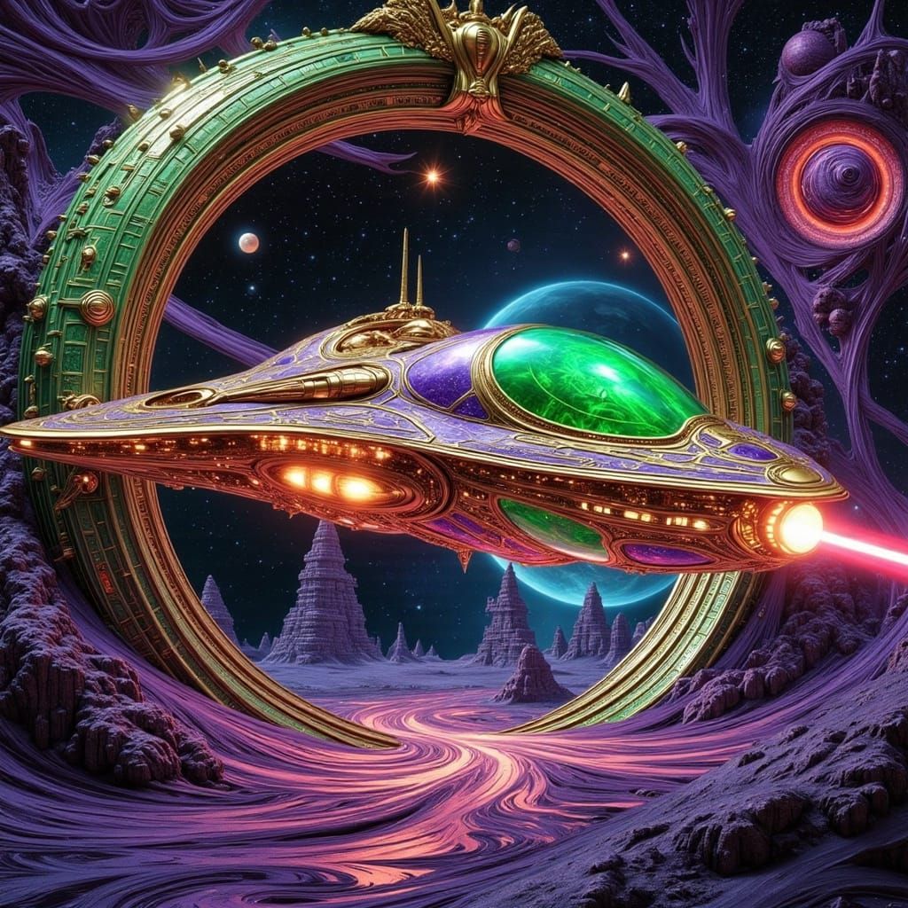 Crystal Alien Spaceship Speeds Through Stargate