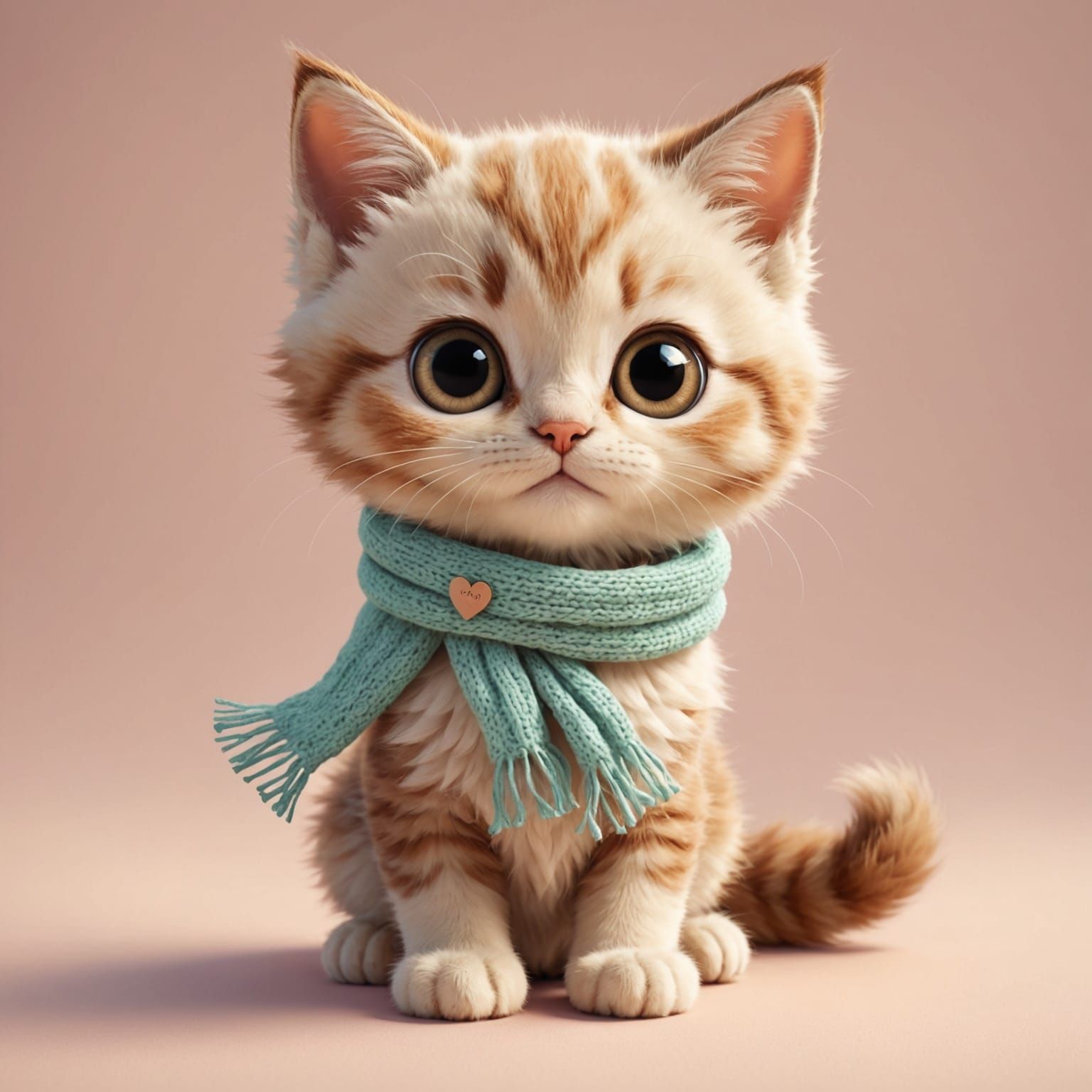 Whimsical Cartoon Kitten in Pastel Hues