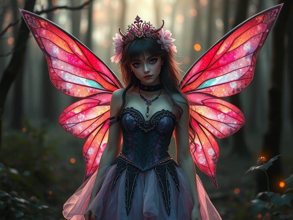 Gothic Fairy in Dark Fantasy Forest