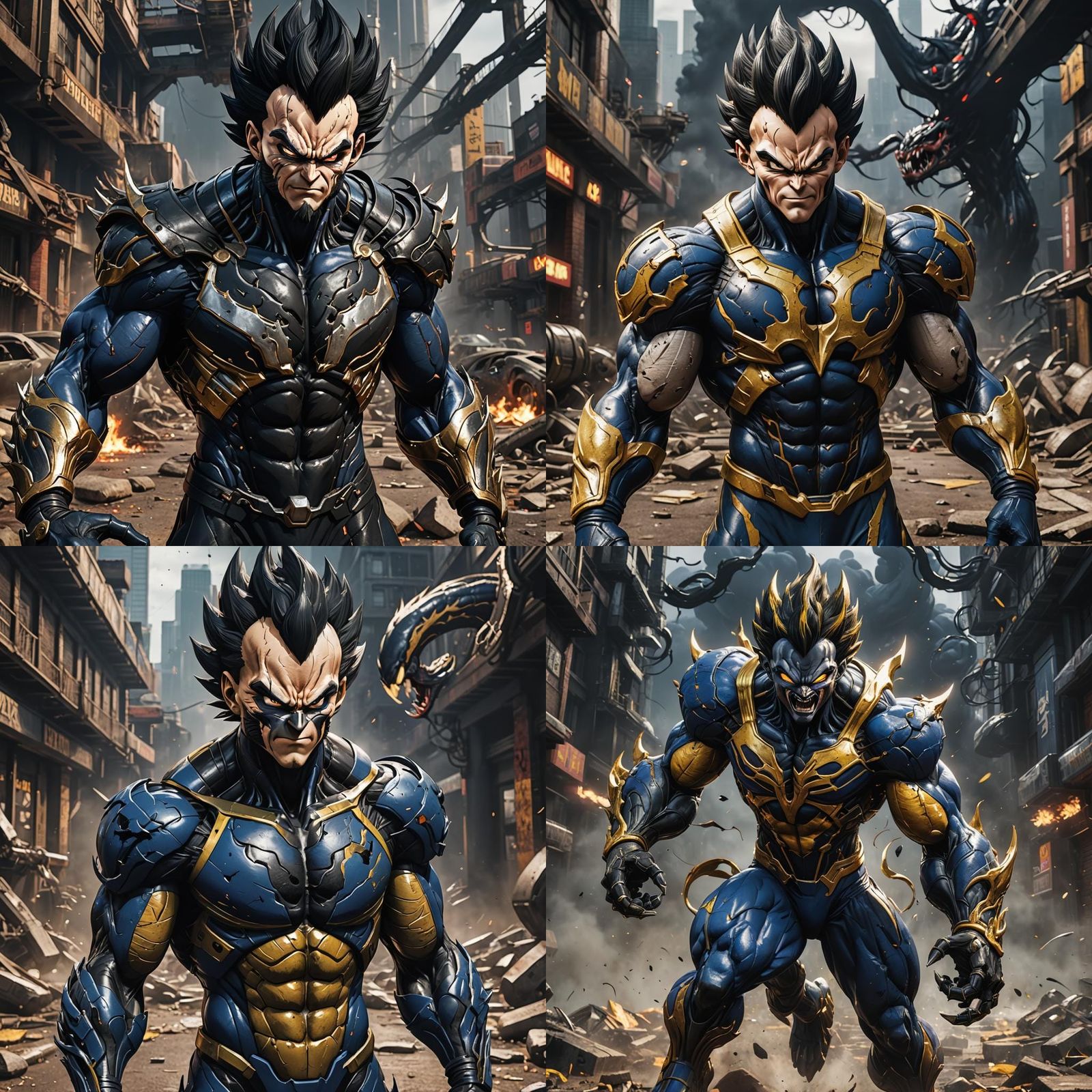 Vegeta in Venom Suit: Detailed Matte Painting