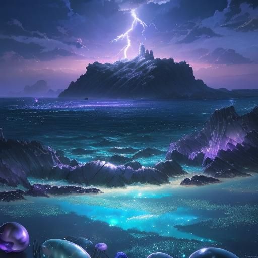 Ghibli-esque Lightning over Abalone Beach at Twilight