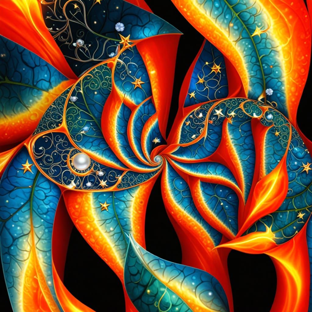 Celestial Goddess with Nautilus Curves and Fiery Locks