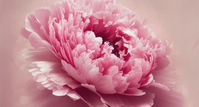 Elaborate Pink Peony in Full Bloom
