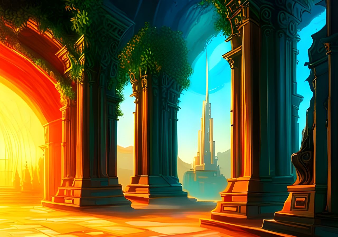 Golden Temple Doors in Cyberpunk Jungle