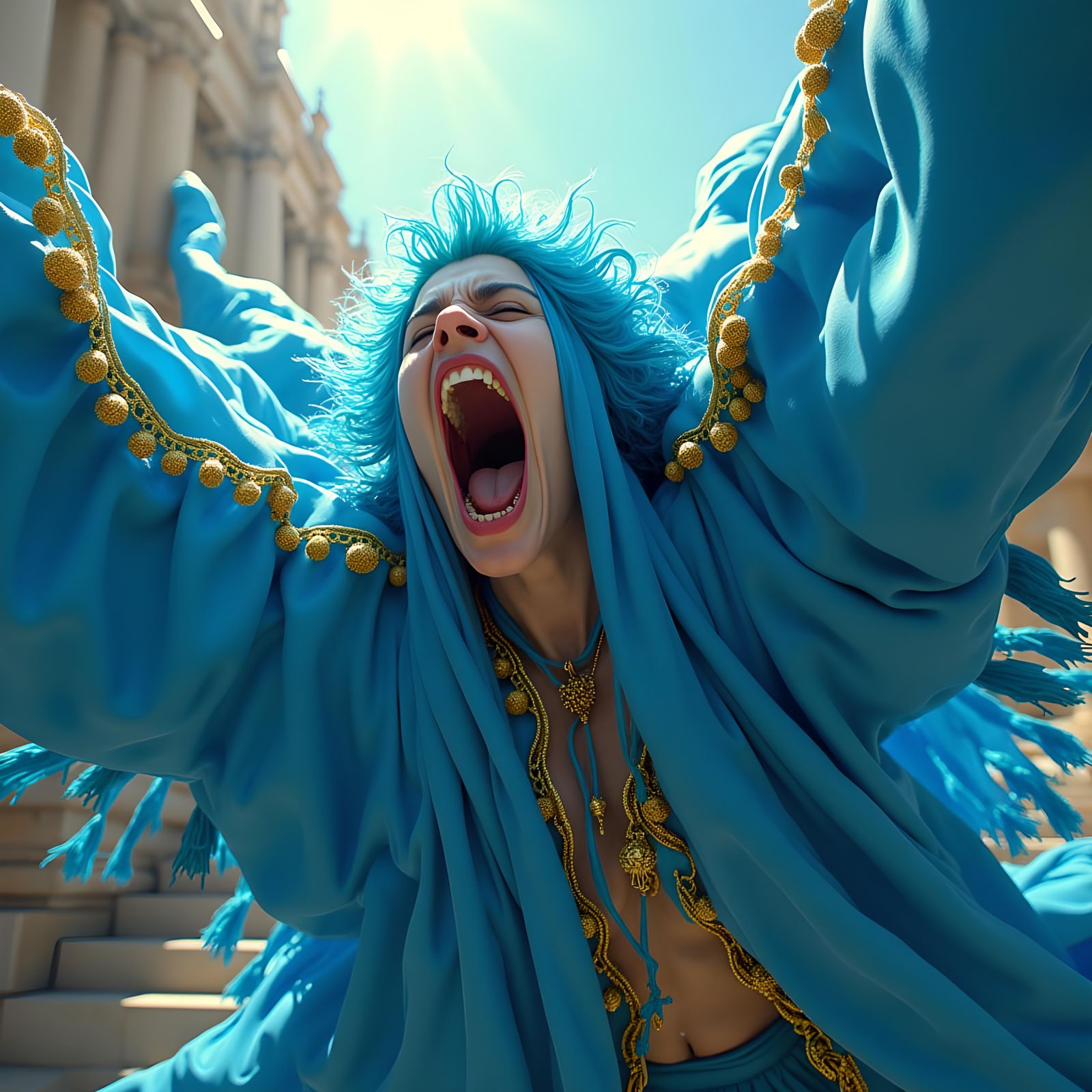 Angry Animated Drapes in a Cartoon Living Room