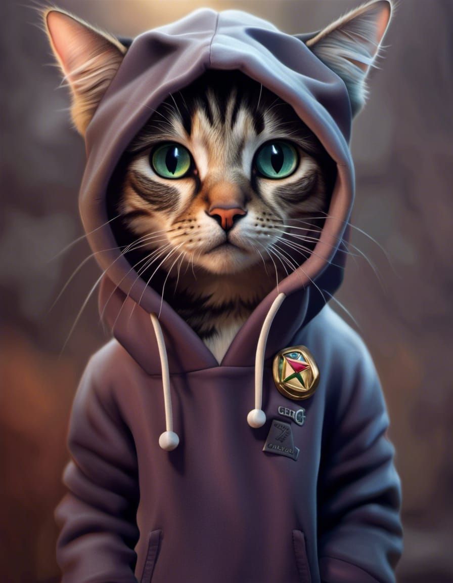 Cat in Hoodie: Hyperrealistic Professional Photo