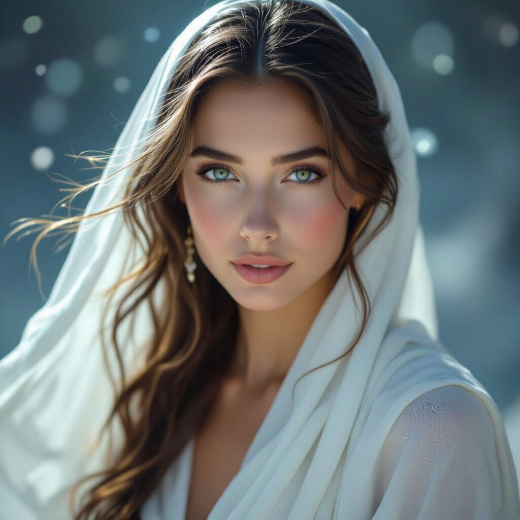 Ethereal Woman Portrait with Cosmic Eyes